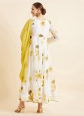 Floral Print Georgette Off White Designer Gown - 3