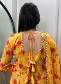 Floral Print Georgette Yellow Designer Gown - 3
