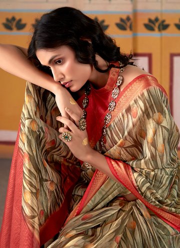 Floral Print Handloom Silk Multi Colour Classic Designer Saree