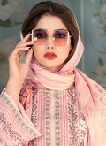 Floral Print Muslin Pink Straight Salwar Kameez - 1