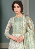 Floral Print Muslin Sea Green Trendy Salwar Suit - 1