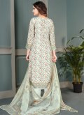 Floral Print Muslin Sea Green Trendy Salwar Suit - 2