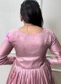 Floral Print Tussar Silk Mauve Gown - 3