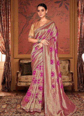 Fuchsia Silk Woven Classic Designer Saree for Enga