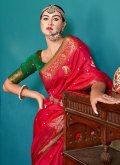 Fuchsia Silk Woven Contemporary Saree for Festival - 1