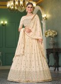 Georgette A Line Lehenga Choli in Cream Enhanced with Embroidered - 2
