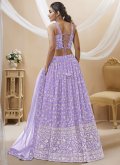 Georgette A Line Lehenga Choli in Lavender Enhanced with Embroidered - 2