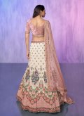 Georgette A Line Lehenga Choli in Off White Enhanced with Embroidered - 1