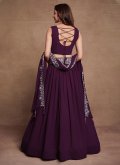 Georgette A Line Lehenga Choli in Purple Enhanced with Embroidered - 2