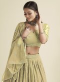 Georgette A Line Lehenga Choli in Sea Green Enhanced with Embroidered - 1