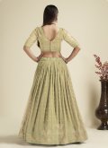 Georgette A Line Lehenga Choli in Sea Green Enhanced with Embroidered - 2