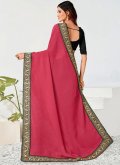Georgette Classic Designer Saree in Black and Hot Pink Enhanced with Multi - 2