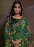 Georgette Classic Designer Saree in Green Enhanced with Border - 1