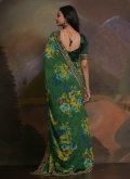 Georgette Classic Designer Saree in Green Enhanced with Border - 2