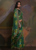Georgette Classic Designer Saree in Green Enhanced with Border - 3