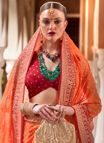 Georgette Classic Designer Saree in Orange Enhanced with Border