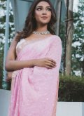 Georgette Classic Designer Saree in Pink Enhanced with Embroidered - 1