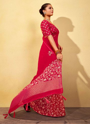 Georgette Classic Designer Saree in Pink Enhanced with Foil Print