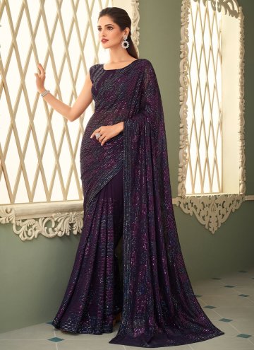 Georgette Classic Designer Saree in Purple Enhance