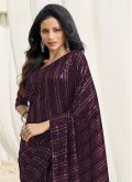 Georgette Classic Designer Saree in Purple Enhanced with Embroidered - 1