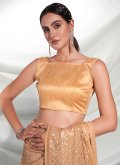 Georgette Contemporary Saree in Gold Enhanced with Embroidered - 1