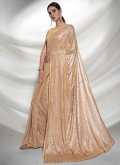 Georgette Contemporary Saree in Gold Enhanced with Embroidered - 2