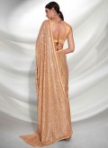 Georgette Contemporary Saree in Gold Enhanced with Embroidered - 3