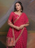 Georgette Contemporary Saree in Pink Enhanced with Cord - 2