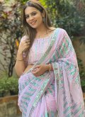 Georgette Contemporary Saree in Pink Enhanced with Sequins Work - 3