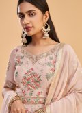 Georgette Designer Floor Length Salwar Suit in Pink Enhanced with Embroidered - 2