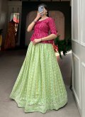 Georgette Designer Lehenga Choli in Green Enhanced with Lucknowi Work - 2