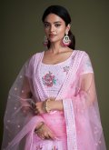 Georgette Designer Lehenga Choli in Rose Pink Enhanced with Embroidered - 1
