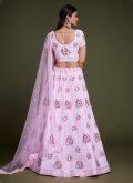 Georgette Designer Lehenga Choli in Rose Pink Enhanced with Embroidered - 2