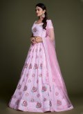 Georgette Designer Lehenga Choli in Rose Pink Enhanced with Embroidered - 3