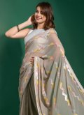 Georgette Designer Saree in Grey Enhanced with Embroidered - 1
