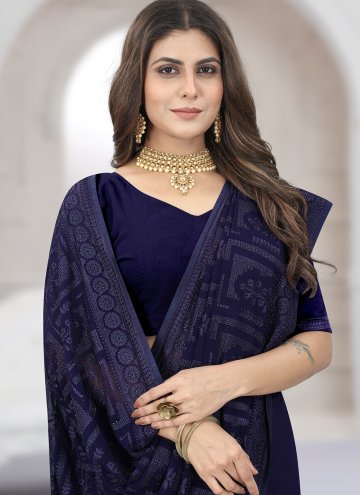 Georgette Designer Saree in Purple Enhanced with Embroidered