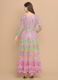 Georgette Floor Length Gown in Multi Colour Enhanced with Gota Work - 1