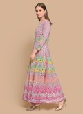 Georgette Floor Length Gown in Multi Colour Enhanced with Gota Work - 2