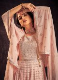 Georgette Gown in Rose Pink Enhanced with Mirror Work - 1