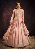 Georgette Gown in Rose Pink Enhanced with Mirror Work - 2