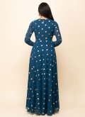 Georgette Gown in Teal Enhanced with Foil Print - 2
