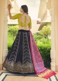 Georgette Lehenga Choli in Navy Blue Enhanced with Embroidered - 1