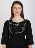 Georgette Party Wear Kurti in Black Enhanced with Embroidered - 1