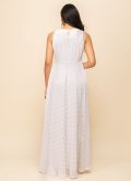 Georgette Readymade Designer Gown in White Enhanced with Foil Print - 3