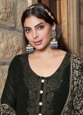 Georgette Salwar Suit in Black Enhanced with Diamond Work - 1