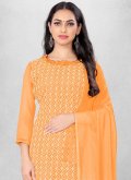 Georgette Salwar Suit in Orange Enhanced with Embroidered - 1