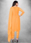 Georgette Salwar Suit in Orange Enhanced with Embroidered - 2