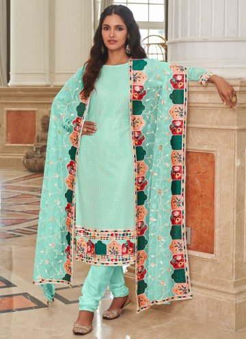 Georgette Salwar Suit in Sea Green Enhanced with E
