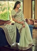 Georgette Traditional Saree in Green Enhanced with Sequins Work - 3