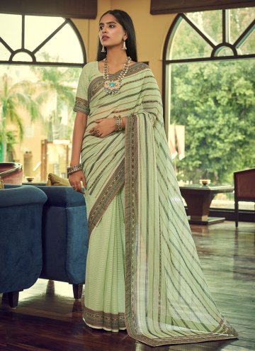 Georgette Traditional Saree in Green Enhanced with
